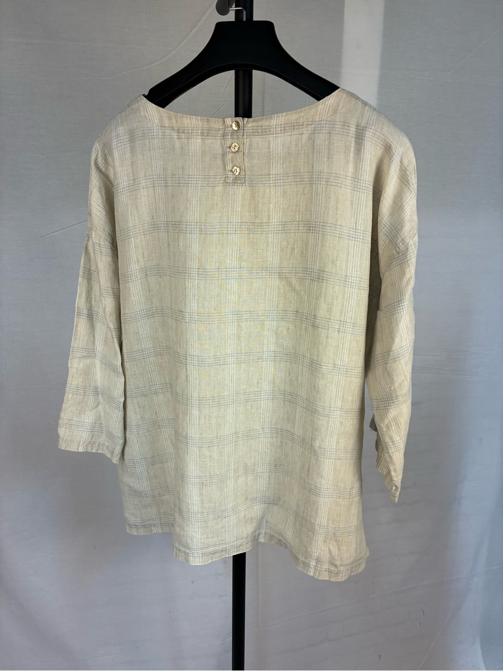 Eileen Fisher Catalan Organic Linen Boxy Plaid Top XL - Picture 6 of 11